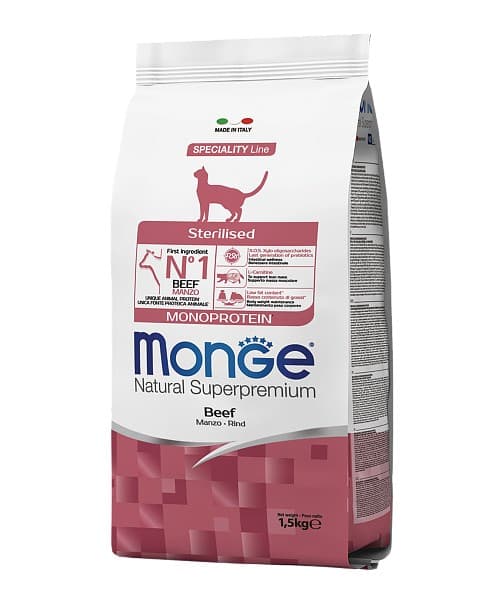 Нrană uscată pentru pisici Monge STERILISED MONOPROTEIN BEEF 1.5kg