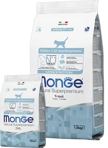 Сухой корм для кошек Monge KITTEN MONOPROTEIN TROUT 400gr