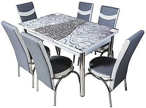 Set de masa cu scaune VLM Kelebek II 0349 (6 scaune Merchan Grey/White)