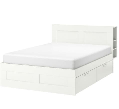 Кровать IKEA Brimnes White Luroy, 180×200 см (4 ящика для хранения)