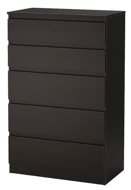 Комод IKEA Kullen 5 ящиков 70x112 (Черно-коричневый)