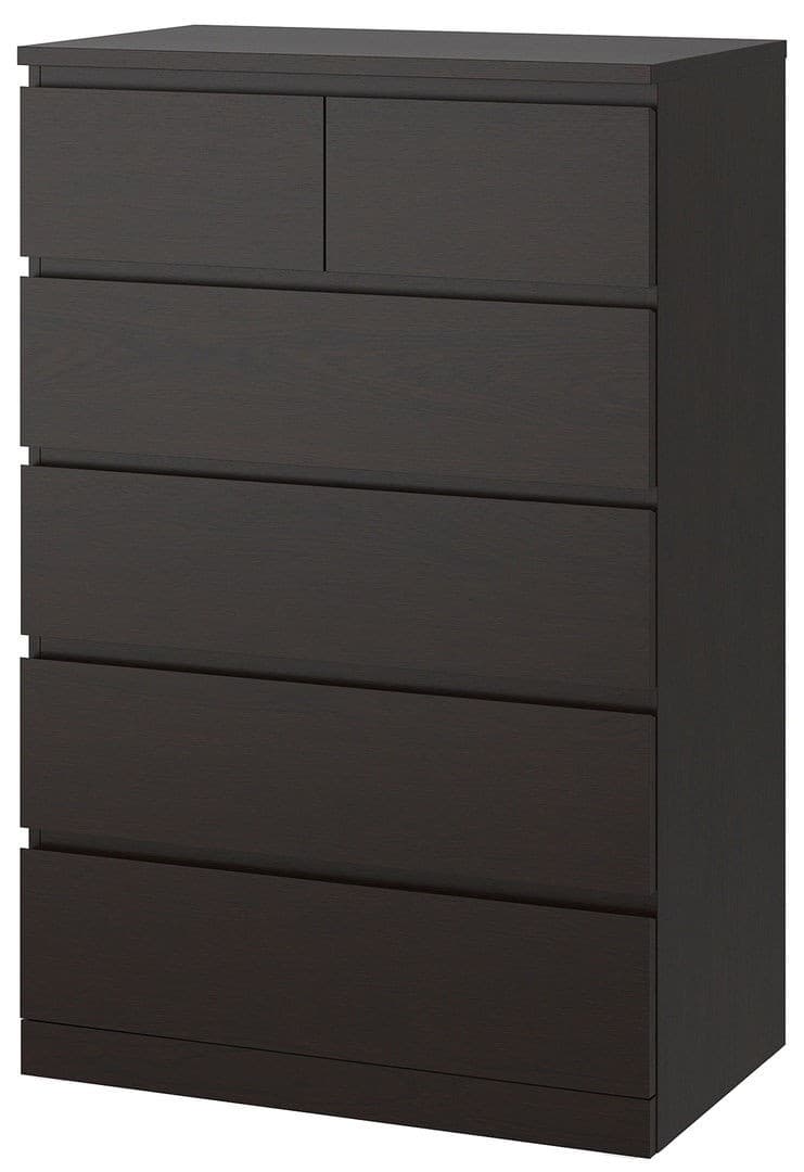 Comoda IKEA Malm 6 sertare 80x123 Negru-Maro