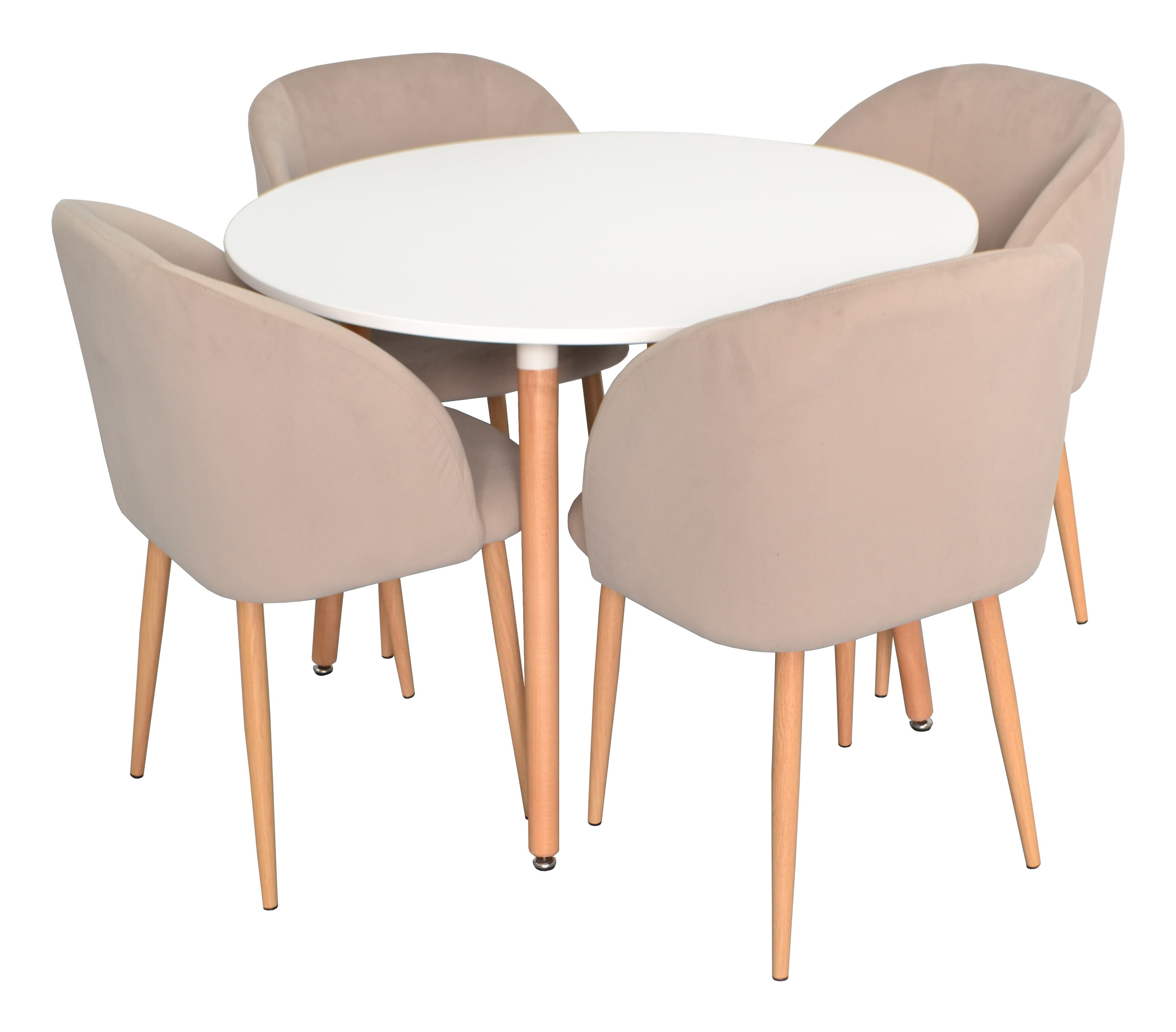 Set de masa cu scaune Evelin DT 402-1 + 4 scaune LC-618WO/Light Beige 8 Velur