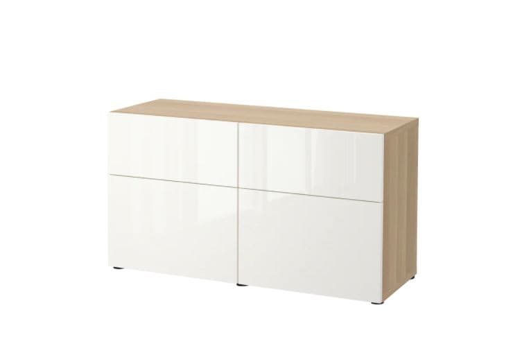 Комод IKEA Besta antique oak / Selsviken glossy white 120x42x65 см