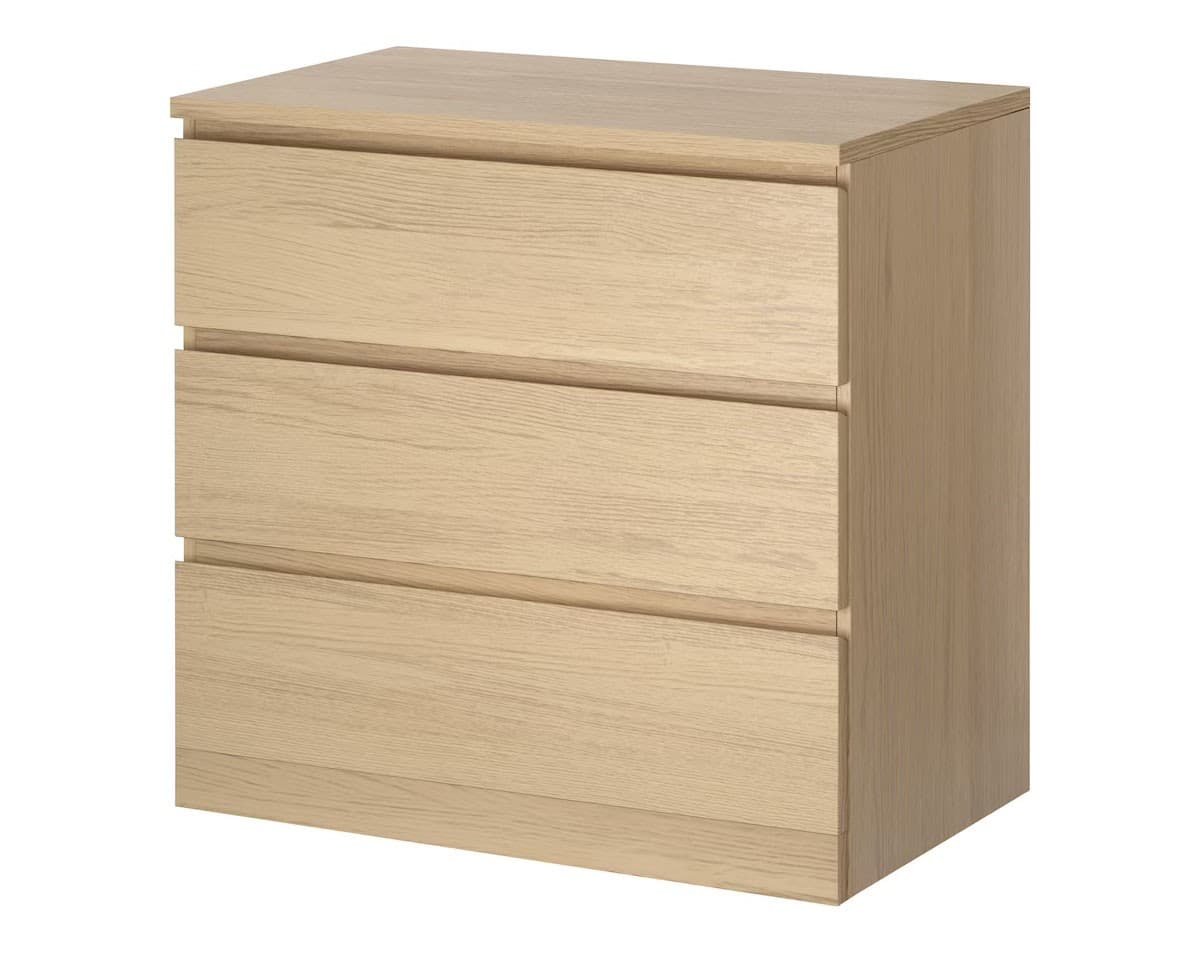 Comoda IKEA Malm furnir stejar 80x78 cm