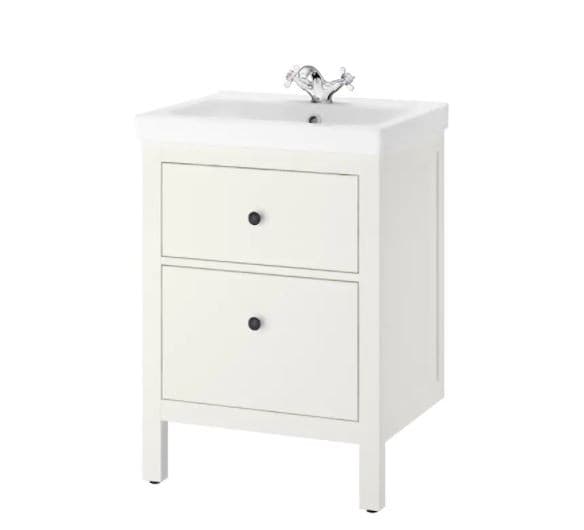 Шкаф напольный IKEA Hemnes / Odensvik white умывальник с 2 ящиками 63x49x89 см