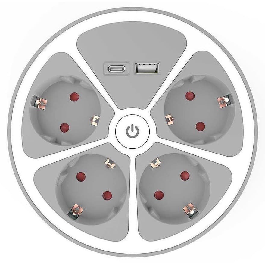 Prelungitor Muhler Multiple socket outlets with key with 4-way and 2-way USB ports type A and C (1006119)