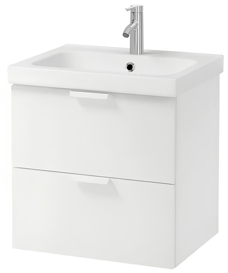 Шкаф подвесной IKEA Godmorgon / Odensvik умывальник с 2 ящиками, белый, смеситель Dalskar, 63x49x64 см