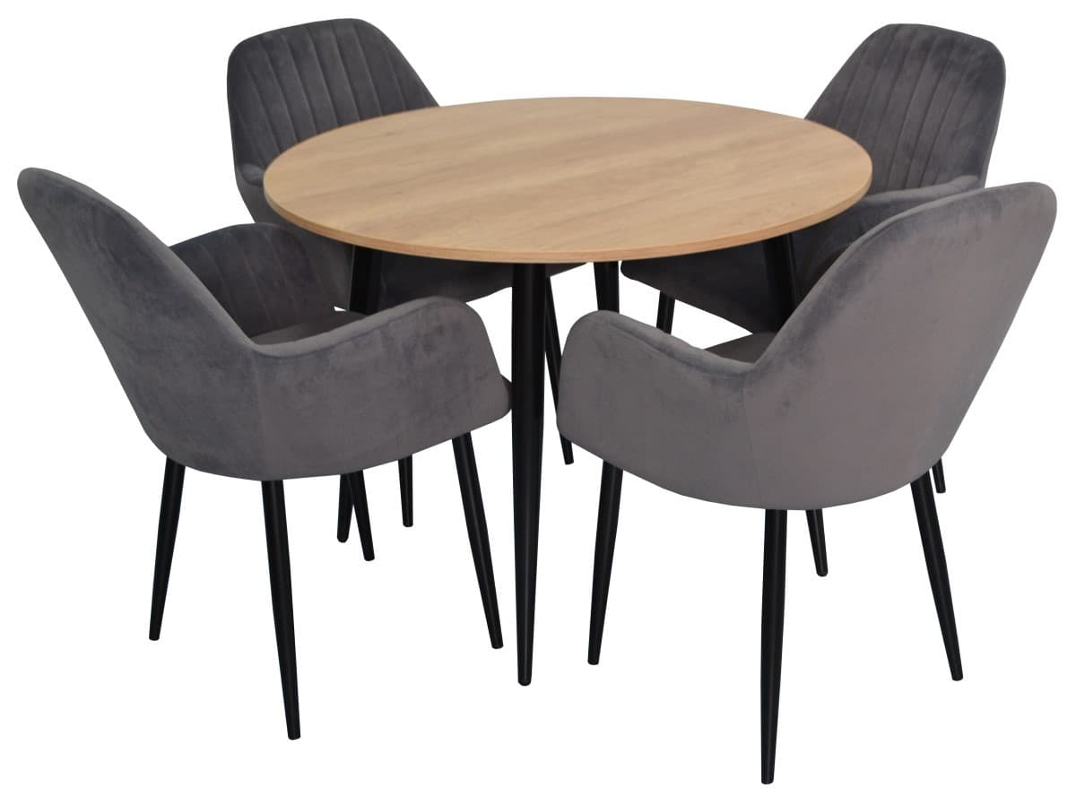 Set de masa cu scaune Evelin DT 402-2 + 4 scaune LC-621B/Dark Grey57