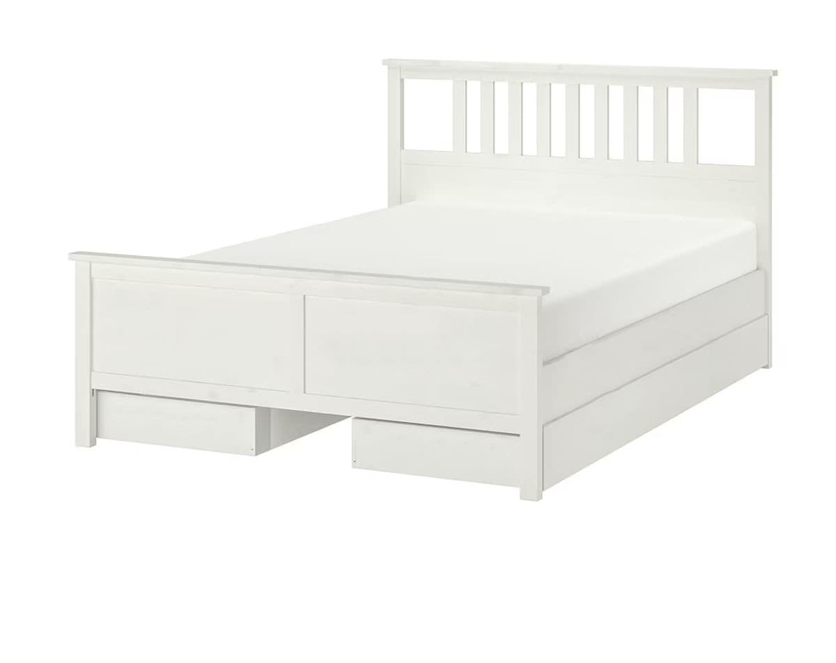 Pat IKEA Hemnes White/Luroy180x200 cm (4 cutii depozitare)