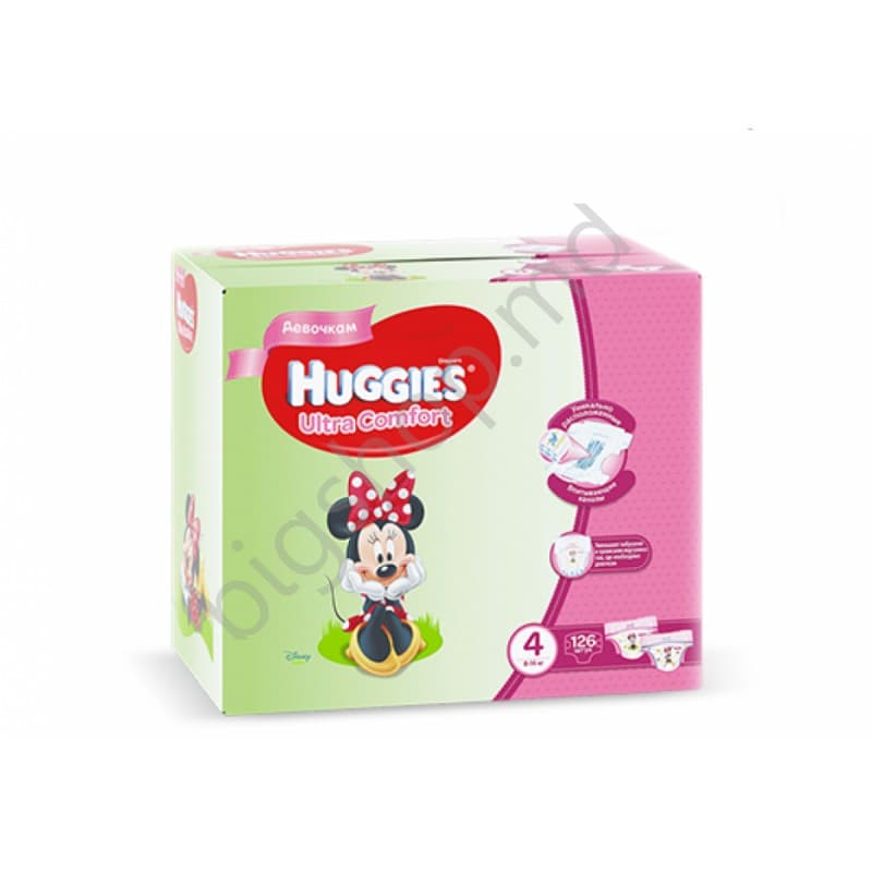 Подгузники Huggies U/Comf 4 (8-14 kg) Disney BOX 126 buc.(42x3) GIRL