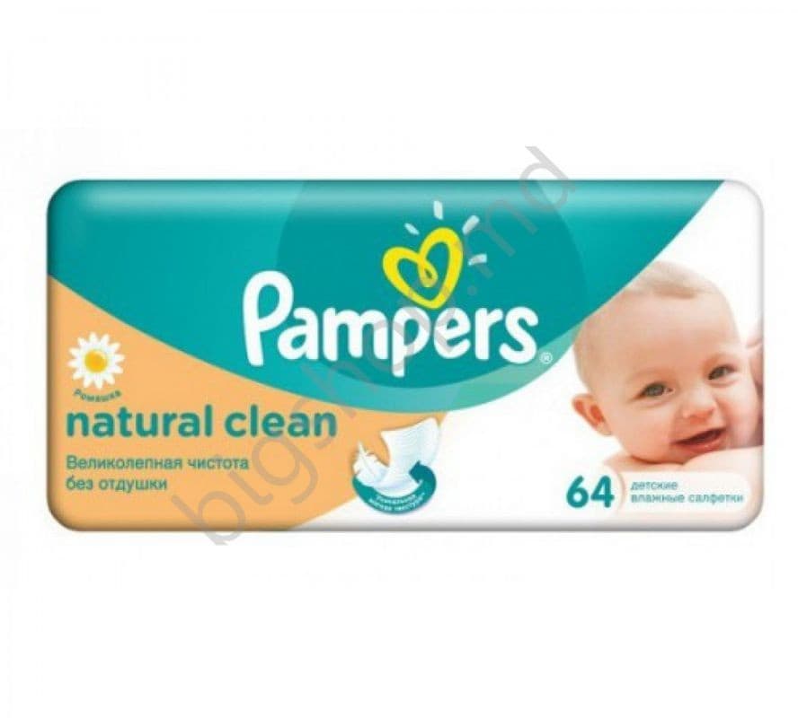 Влажные салфетки Pampers  Servetele umede Natural Clean (64 buc.)