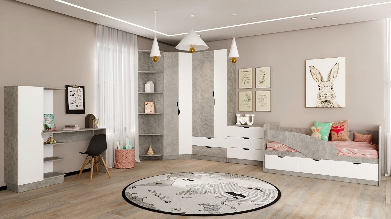 Детская комната ML Mobila Юниор Ателье Светлое/Белое