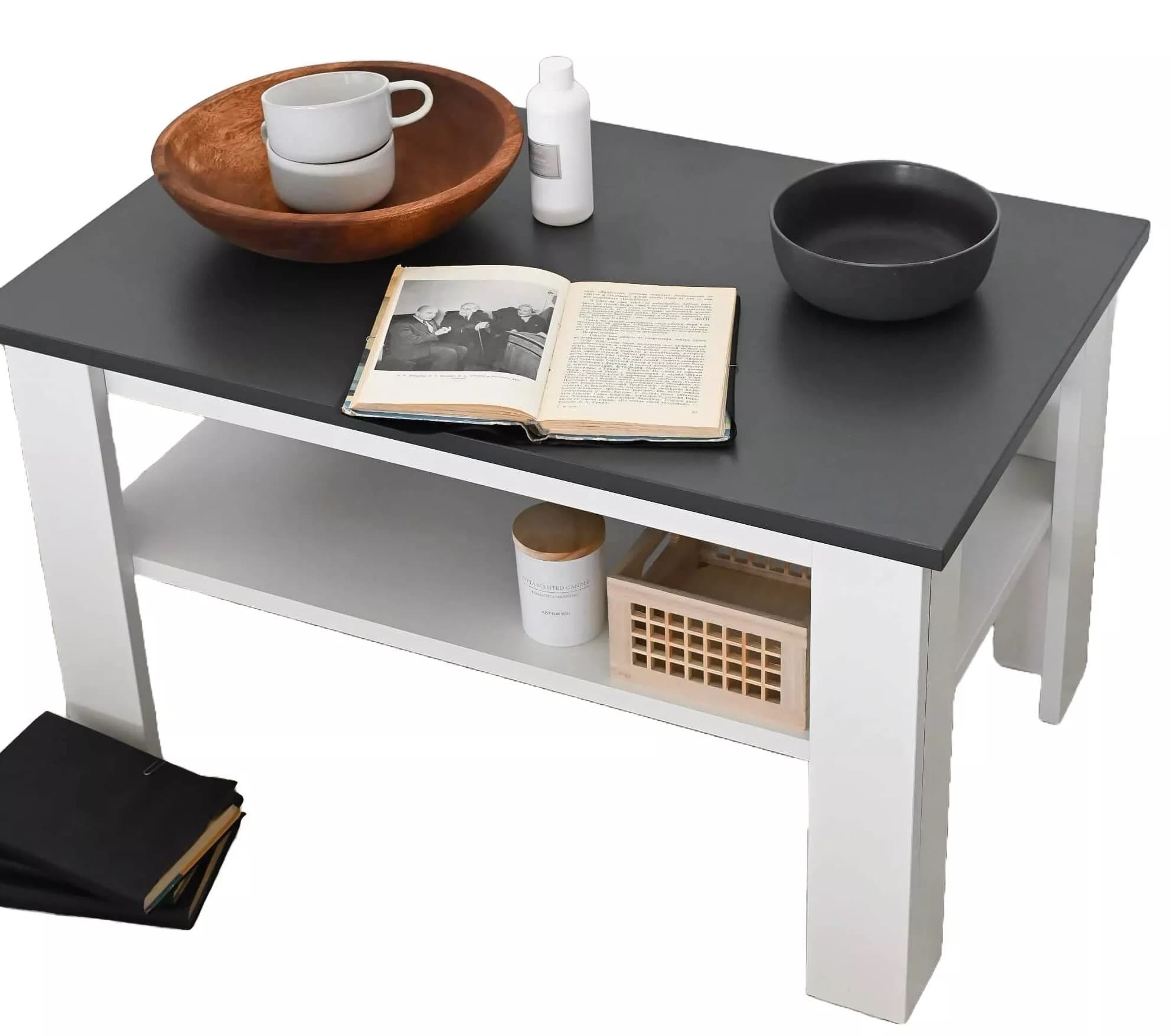 Журнальный столик Fabrik Home Blanca Атрацит(Серый)/Белый Ясень