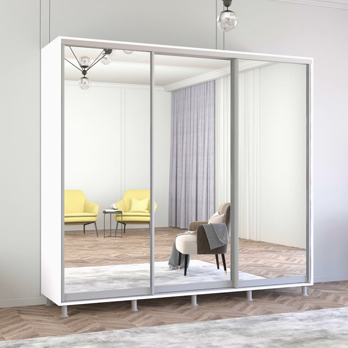 Шкаф-купе Mobildor Lux Aron 2400 (8681 Alb Briliant)