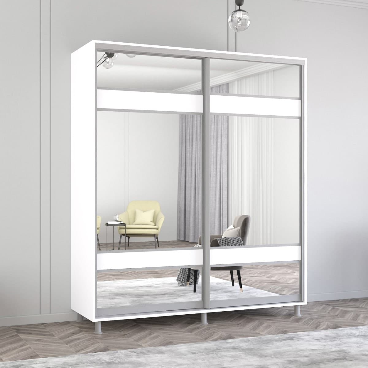 Шкаф-купе Mobildor Lux Aron K3 2300 8681 Alb briliant