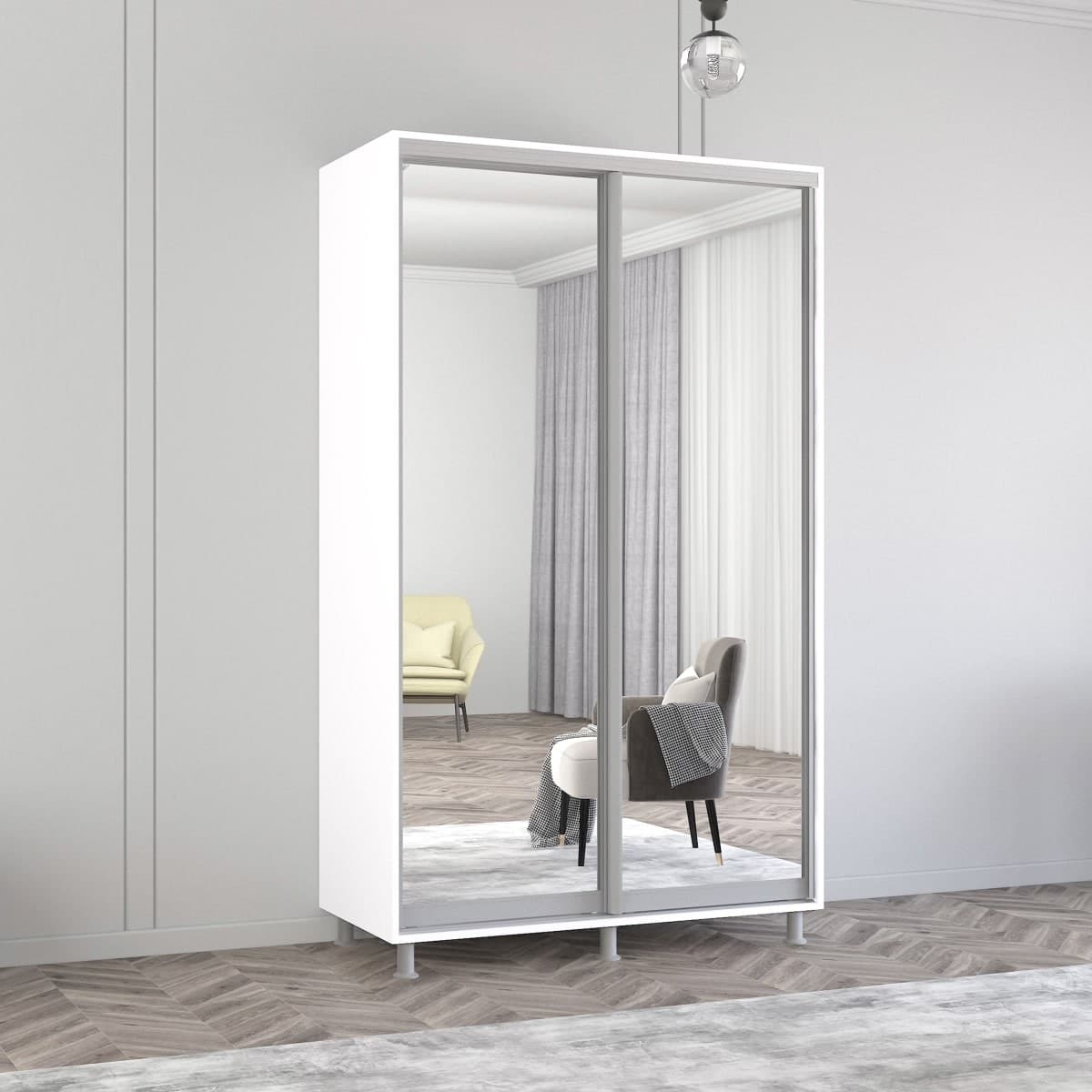 Шкаф-купе Mobildor Lux Aron P 1400 8681 Alb briliant
