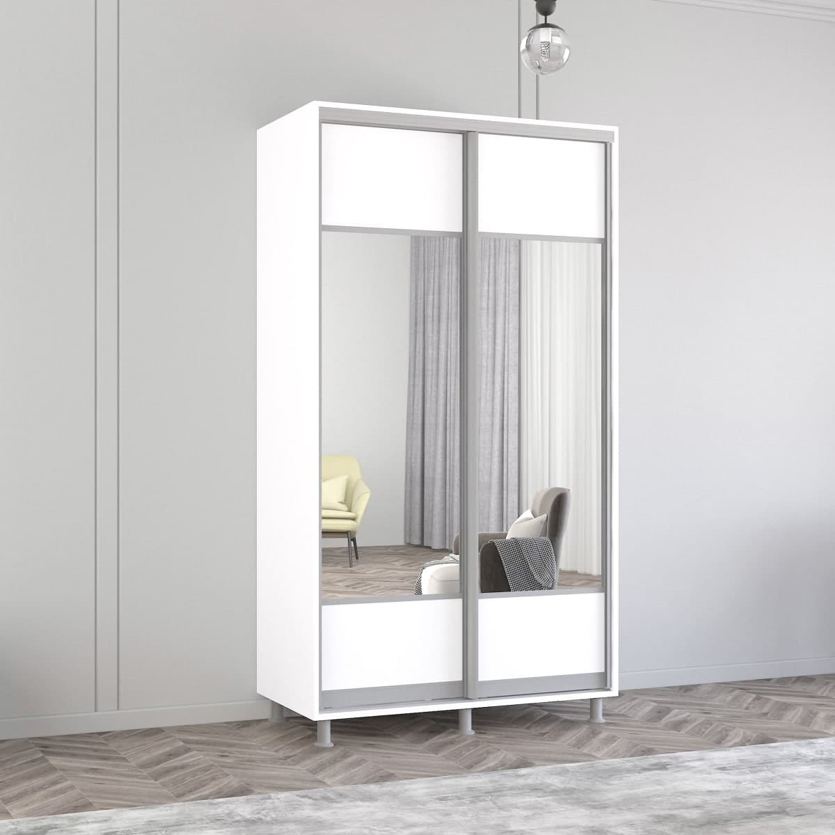 Шкаф-купе Mobildor Lux Aron K1 1200 8681 Alb briliant