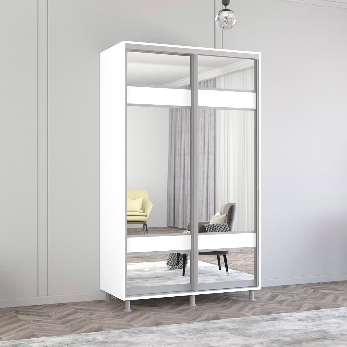 Шкаф-купе Mobildor Lux Aron K3 1400 8681 Alb briliant