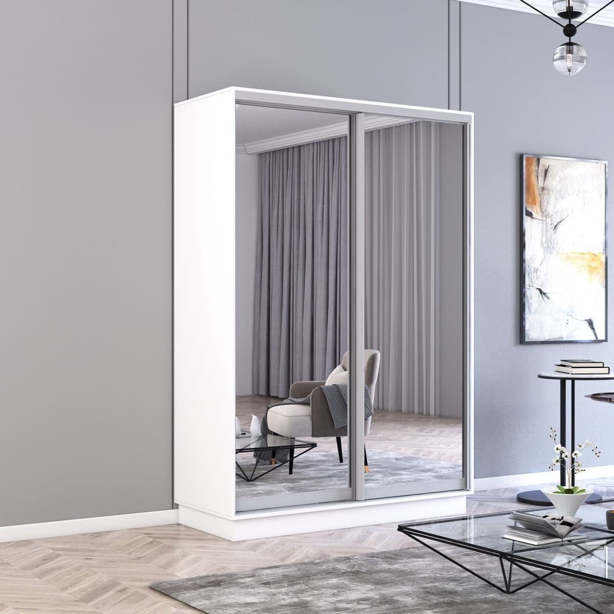 Шкаф-купе Mobildor Lux Fox 2 L 1400 (Alb Briliant 8681)