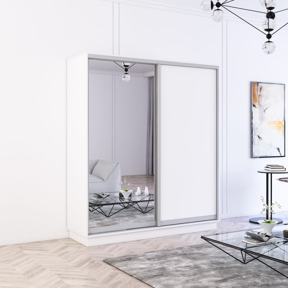Шкаф-купе Mobildor Lux Fox 1 L 1800 (Alb Briliant 8681)