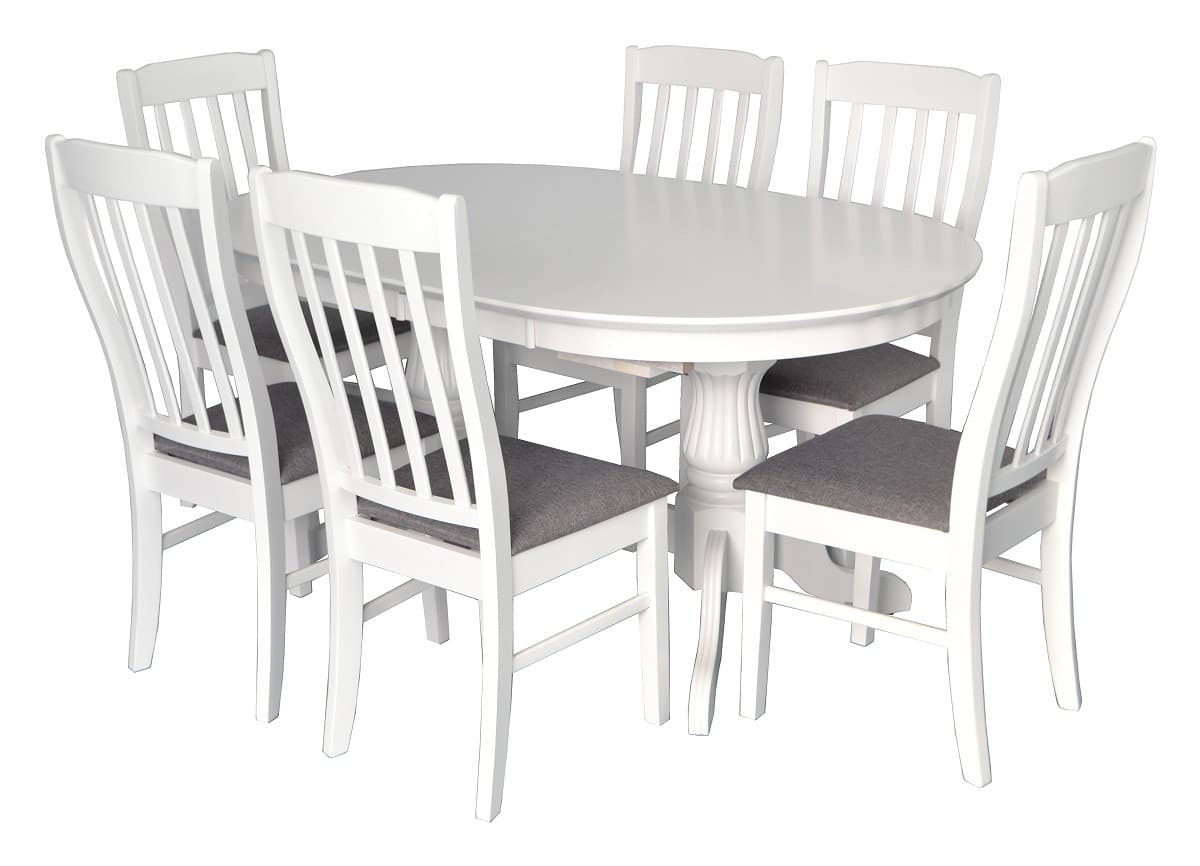 Набор стол и стулья Evelin HV-33V White + 6 стульев Wenyi (White NV-10WP Grey)