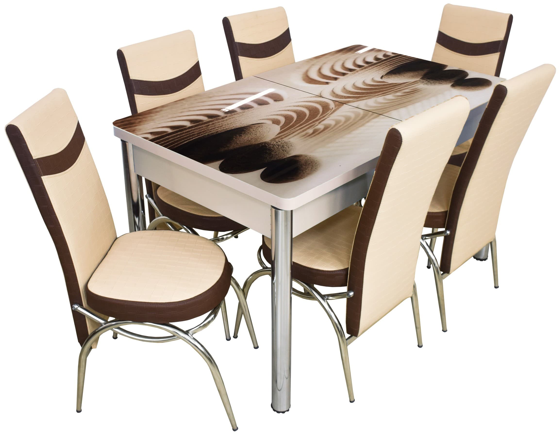 Набор стол и стулья VLM Kelebek II 0450 (6 стульев Merchan Cappuccino/Brown)