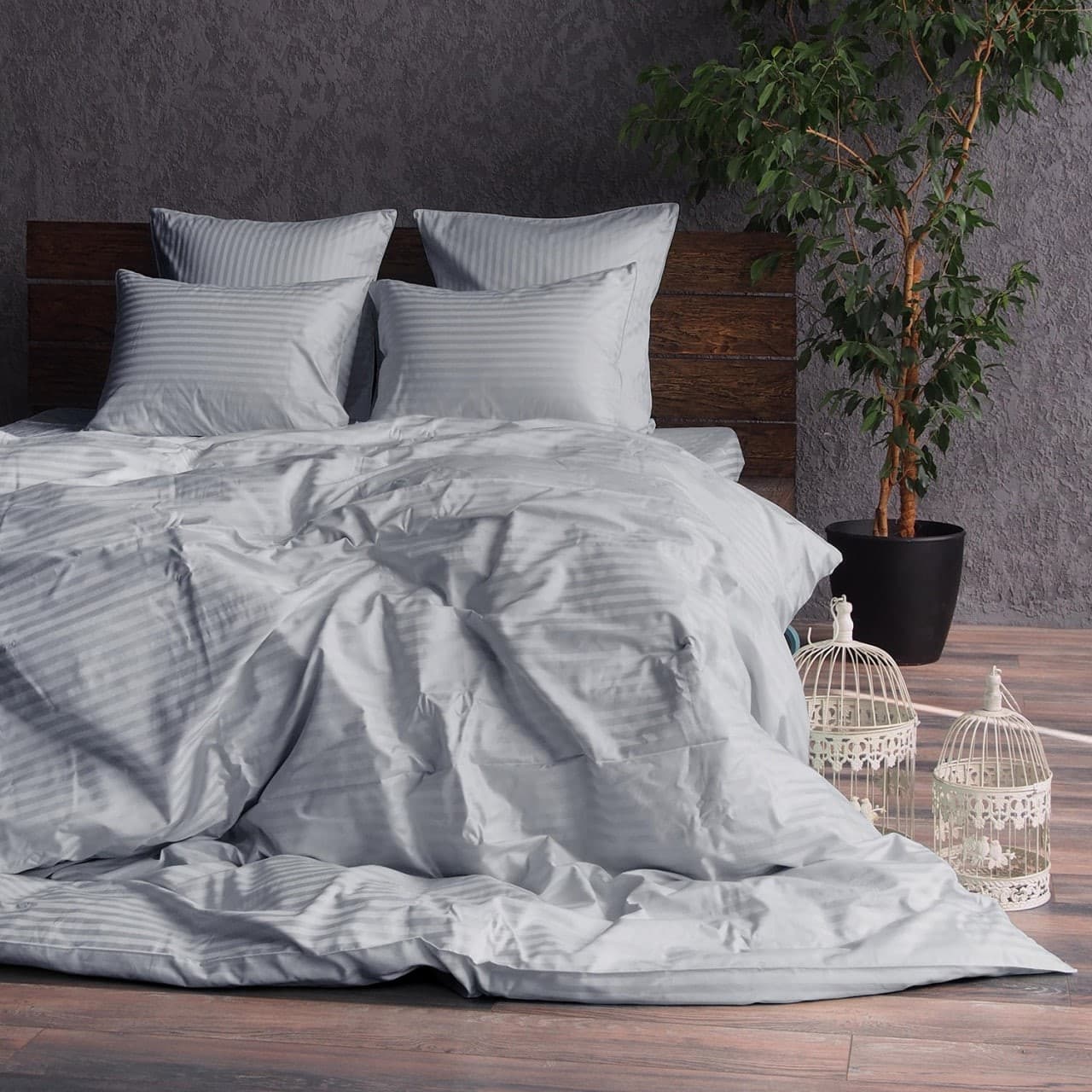 Постельное белье SATIN DE LUX  Light Gray (2 pers.)