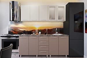 Bucatarie PS Lena 2 m High Gloss Cappuccino/Bianco-Mat