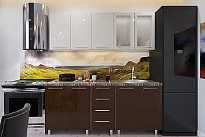 Bucatarie PS Lena 2 m High Gloss Brown/Bianco