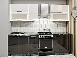Bucatarie PS Lena 2m (in sus) High gloss Bianco/Black