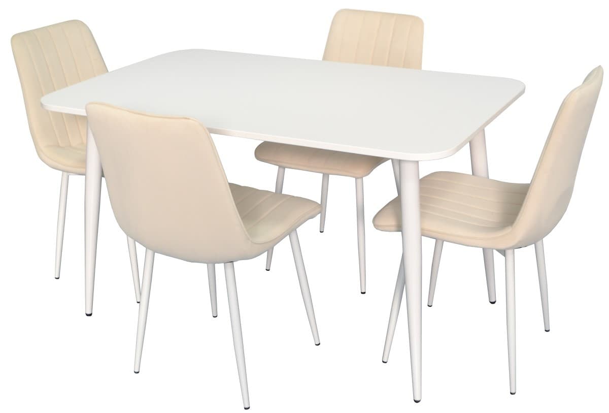 Набор стол и стулья Evelin DT 405-4 + 4 стула XR-154 Wh/Crem-3