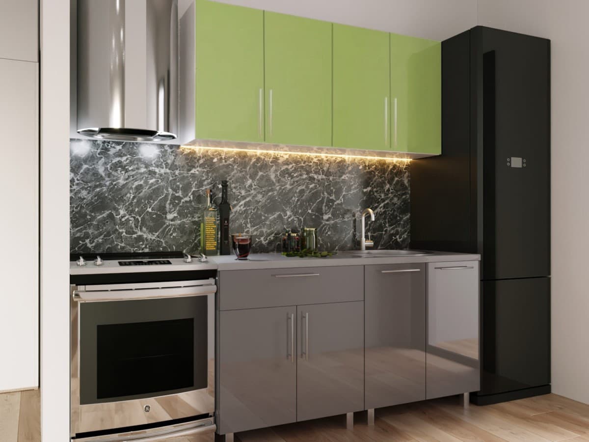 Кухня PS Мини (High Gloss) 1.6 м Green/Grey