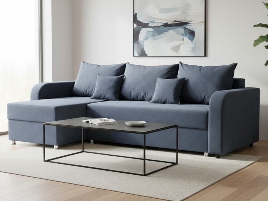 Canapea de colt Elegant Style Eco (250) Dark Blue