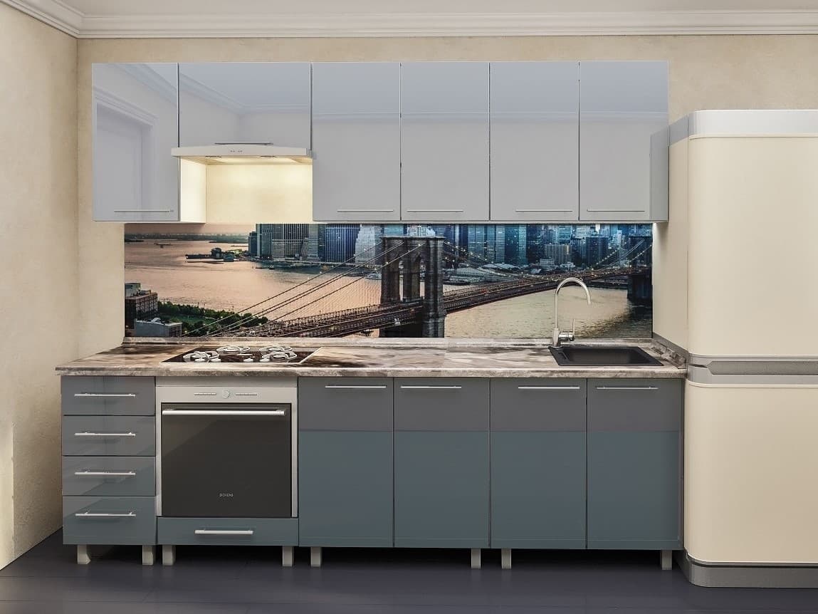 Bucatarie PS Iulia (High Gloss) 2.6 m Green-Grey/Grey