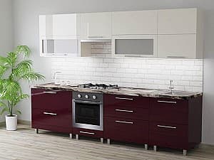 Bucatarie PS Blum (High Gloss) 2.8 m Beige/Bordo