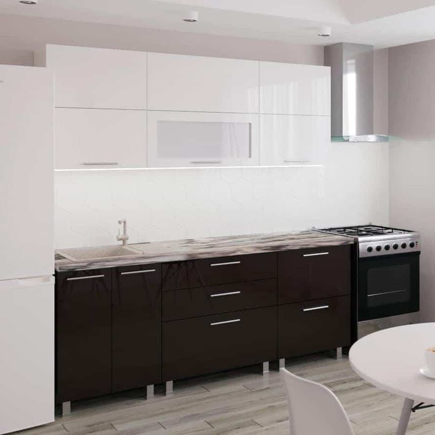 Bucatarie PS Blum (High Gloss) 2.0 m White/Brown