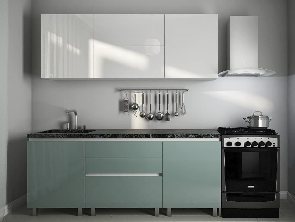 Bucatarie PS Gola-1 2 m High Gloss Green+Grey