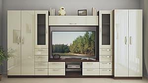 Стенка PS Liudmila Х Mini ТV-1,5 м 3,9 м мокка/бьянка-беж