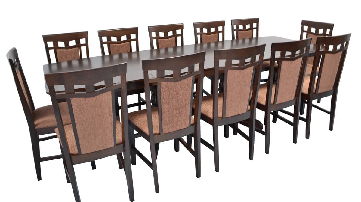 Set de masa cu scaune Evelin HV-32V Chocolate + 12 scaune Deppa R (Chocolate F-789 Brown)