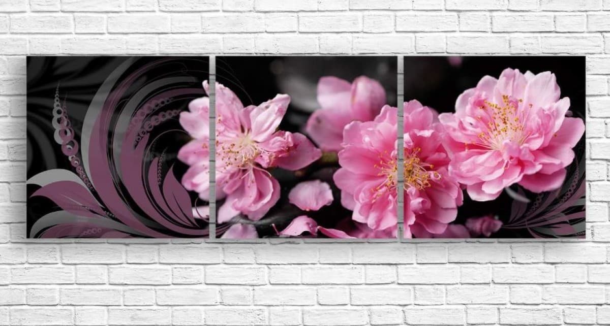 Модульная картина Art.Desig Розовые пионы на темном фоне