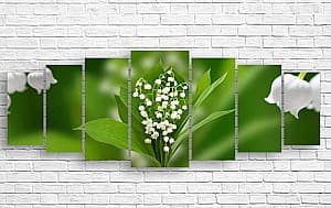 Tablou multicanvas Art.Desig Crinul valei pe fundal verde