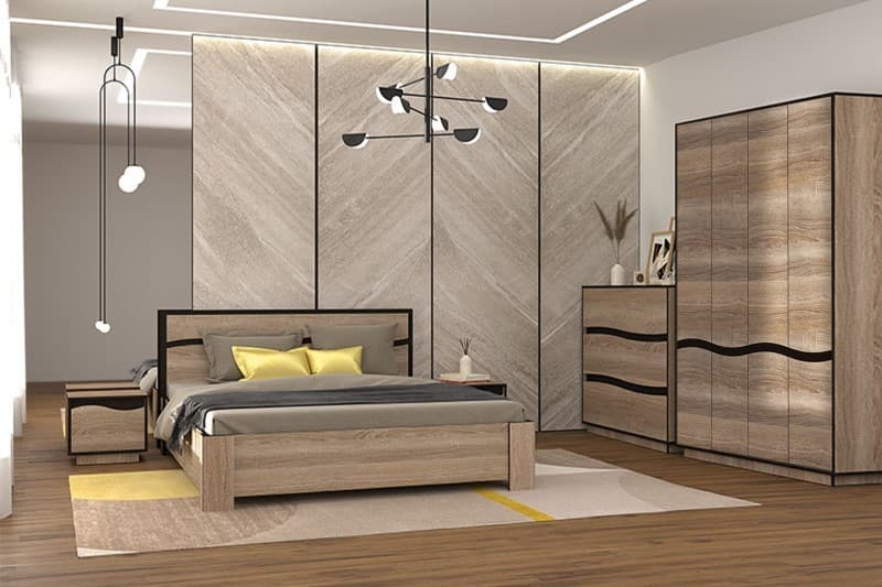 Спальня Yasen Geneva B(4D) Дуб Сонома Трюфель/Венге Магия