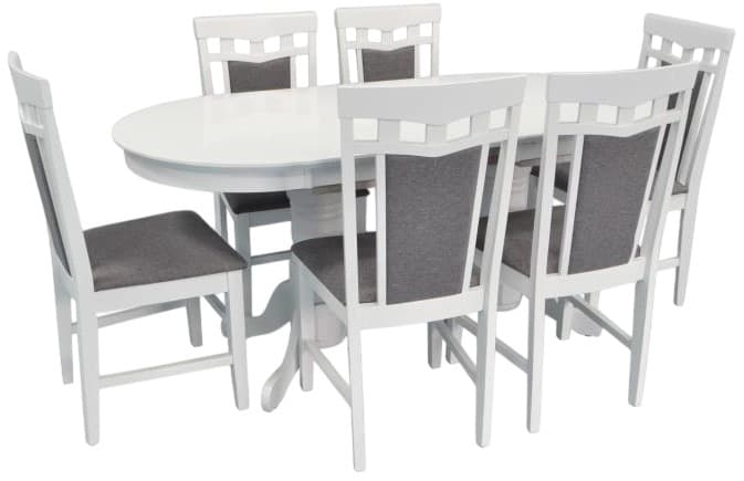 Набор стол и стулья Evelin HV-31N White + 6 стульев DEPPA R White NV-10WP Grey